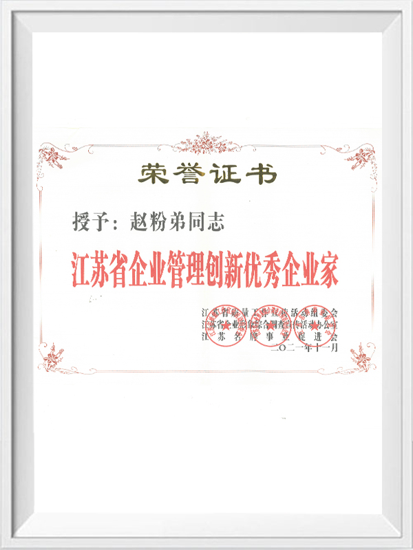 Jiangsu Province Enterprise Management Innovation Outstanding Entrepreneur 